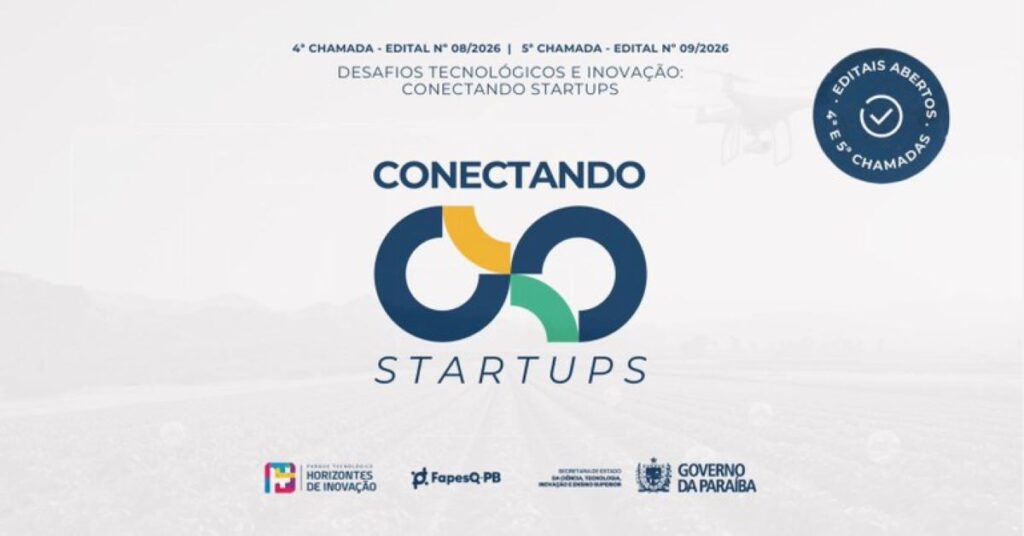 Imagem que informa o Edital Conectando Startups do FAPESQ - PB