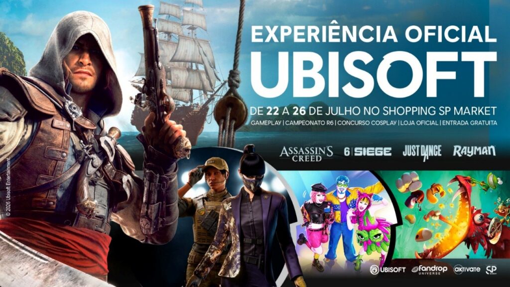 Fãs da Ubisoft ganham loja oficial temporária com produtos exclusivos e arena gamer experiencia ubisoft