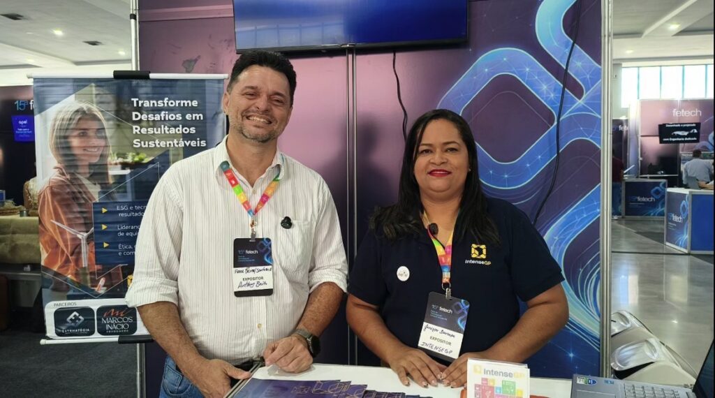 Startup paraibana IntenseGP entra para o Top 30 do Prêmio Sebrae Startups 2026 e coloca a Paraíba entre os destaques da inovação nacional Foto de Anthony Brito - CEO do SantoTech Media e Janiffer Barbosa - CEO Intense GP
