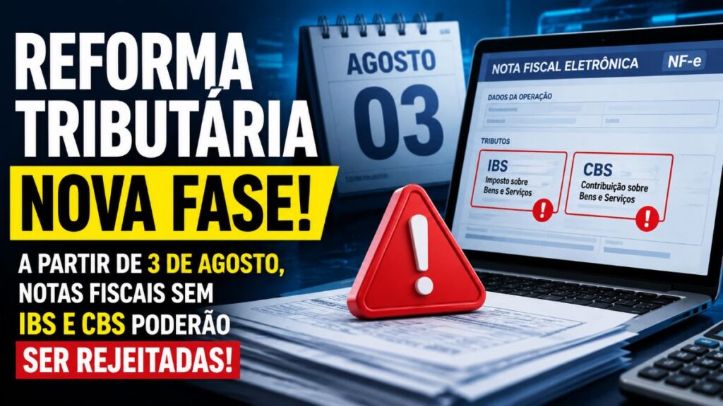 Reforma Tributária: empresas poderão ter notas fiscais rejeitadas a partir de 3 de agosto por erro no IBS e CBS Imagem sobre a reforma tributária , que entra em nova fase.
