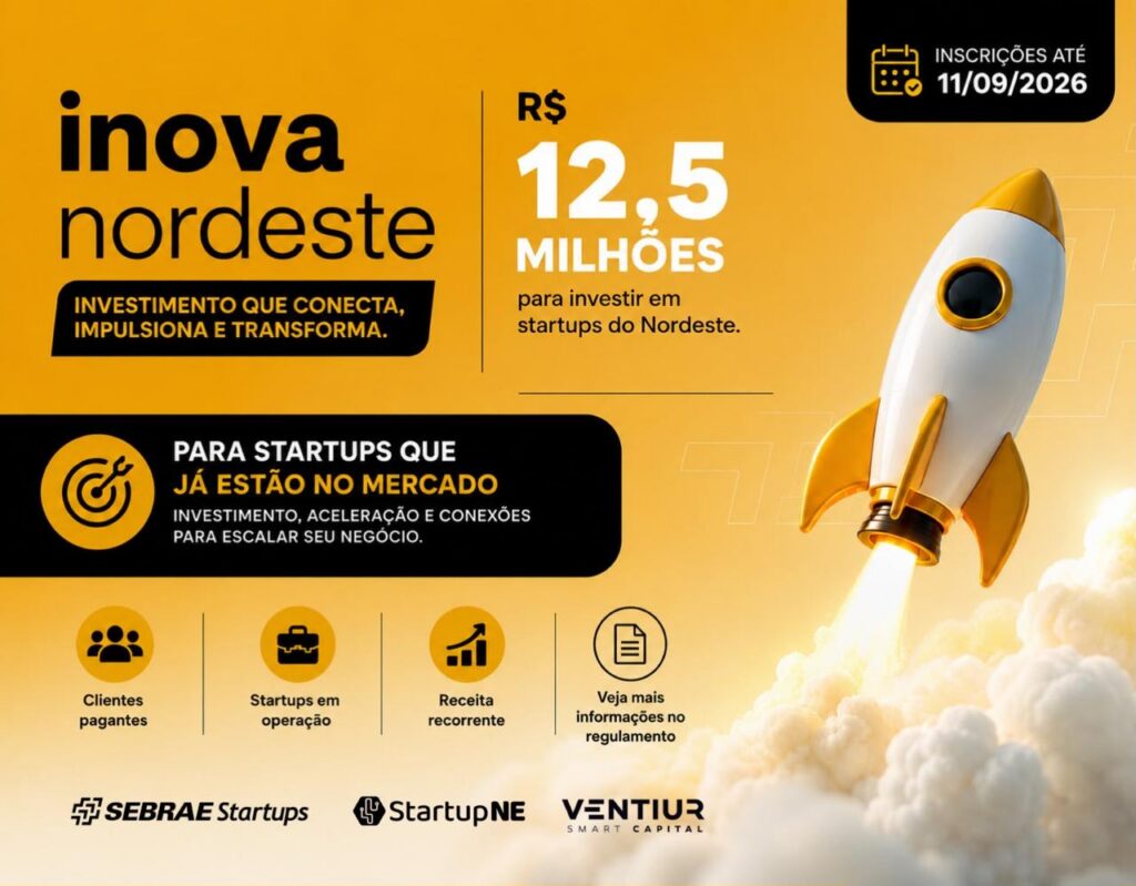 SCP Inova Nordeste abre inscrições para impulsionar startups inovadoras da região com apoio do Sebrae Empreendedores participando de programa de aceleração do SCP Inova Nordeste promovido pelo Sebrae e Ventiur para fortalecer startups da região Nordeste.